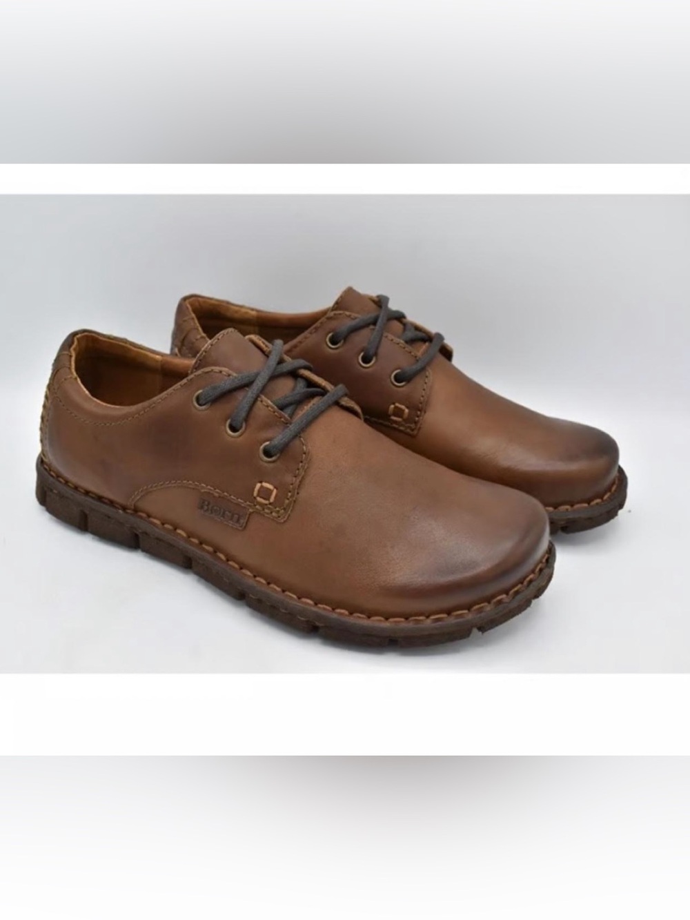 Born Brown Leather Lace-Up Casual Loafers